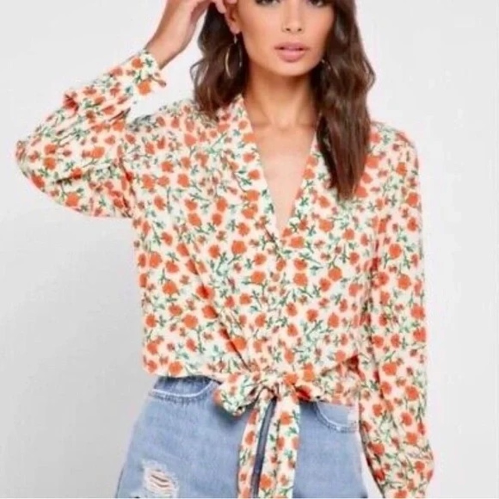 Orange top shop blouse